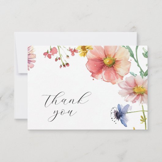 Een klein Baby shower van wilde bloemen Bedankkaart (Voorkant)