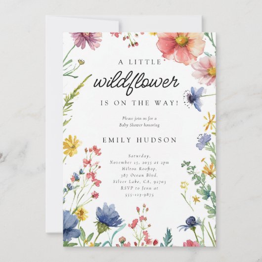 Een klein Baby shower van wilde bloemen Kaart (Voorkant)