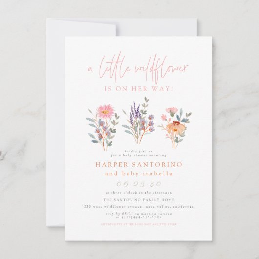 Een klein Baby shower van wilde bloemen Kaart (Voorkant)