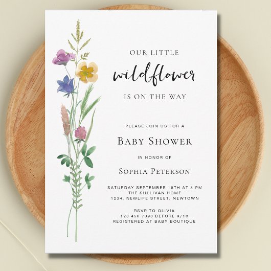 Een klein Baby shower van wilde bloemen Kaart