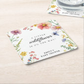 Een klein Baby shower van wilde bloemen Kartonnen Onderzetters (Schuin)
