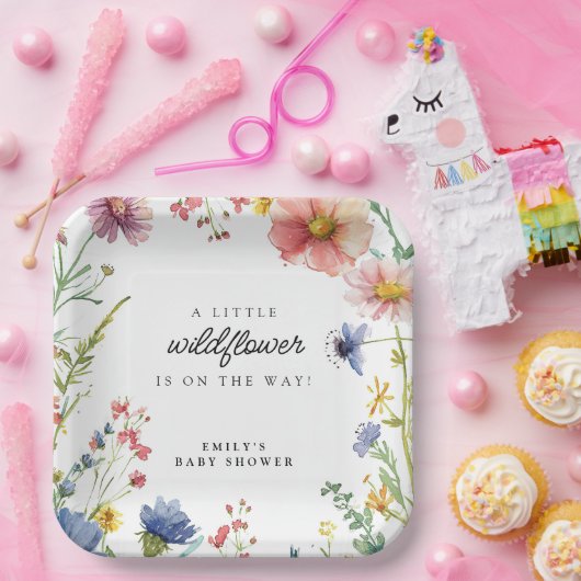 Een klein Baby shower van wilde bloemen Papieren Bordje (Feest)