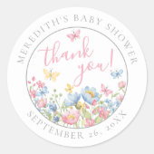 Een klein Baby shower van wilde bloemen Ronde Sticker (Voorkant)
