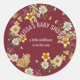 Een klein baby shower van wilde bloemen ronde sticker