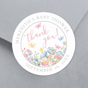 Een klein Baby shower van wilde bloemen Ronde Sticker