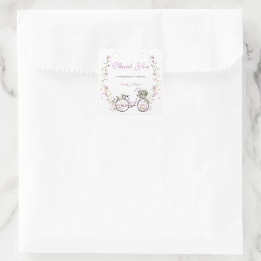 Een klein Baby shower van wilde bloemen Vierkante Sticker (Tas)