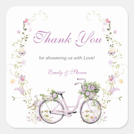 Een klein Baby shower van wilde bloemen Vierkante Sticker (Voorkant)