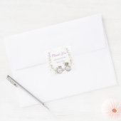 Een klein Baby shower van wilde bloemen Vierkante Sticker (Envelop)