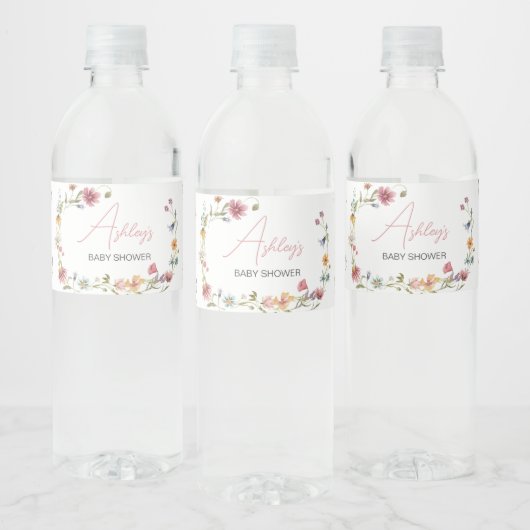 Een klein Baby shower van wilde bloemen Waterfles Etiket (Flessen)