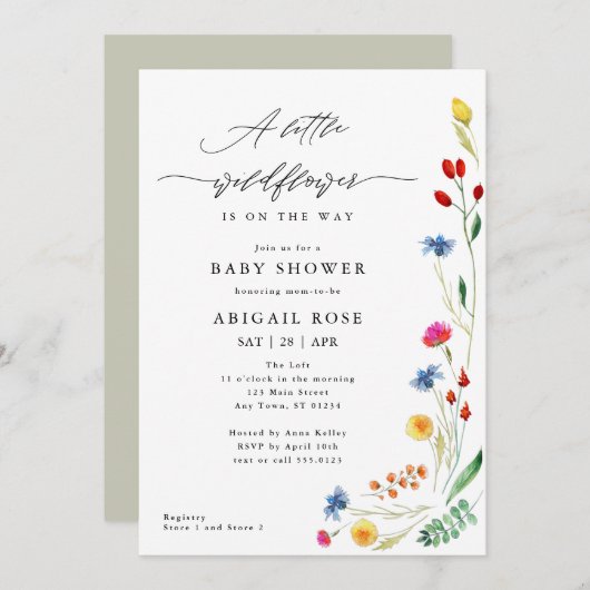 Een klein Baby shower van wilde bloemen, weide wil Kaart (Voorkant / Achterkant)
