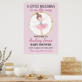 Een Klein Ballerina Is Op Komst Baby Shower Poster