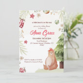 Een klein Beer Kerst Baby shower Kaart (Staand voorkant)