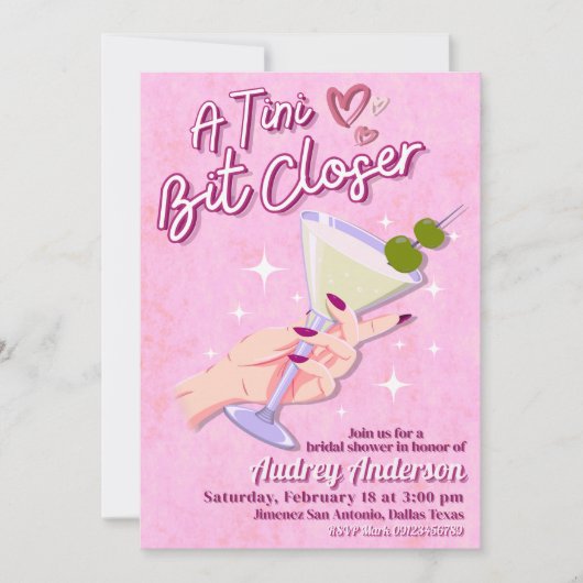 Een klein beetje dichterbij Martini Vrijgezellenfe Kaart (Voorkant)