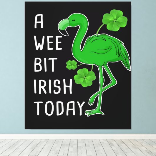 Een klein beetje Iers vandaag | Lucky Flamingo | F Canvas Afdruk (Insitu (Houten vloer))