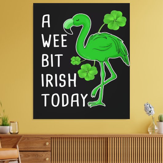 Een klein beetje Iers vandaag | Lucky Flamingo | F Canvas Afdruk (Insitu (Woonkamer))