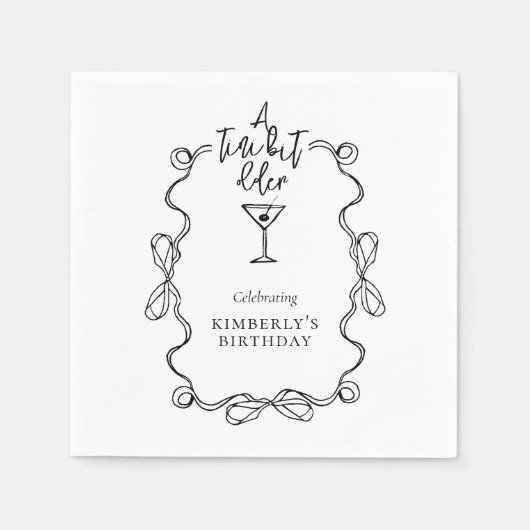 Een klein beetje ouder Black Wavy Border verjaarda Servet (Voorkant)