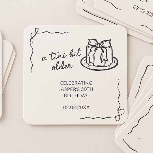 Een klein beetje ouder Bow Cake verjaardagsfeestje Kartonnen Onderzetters