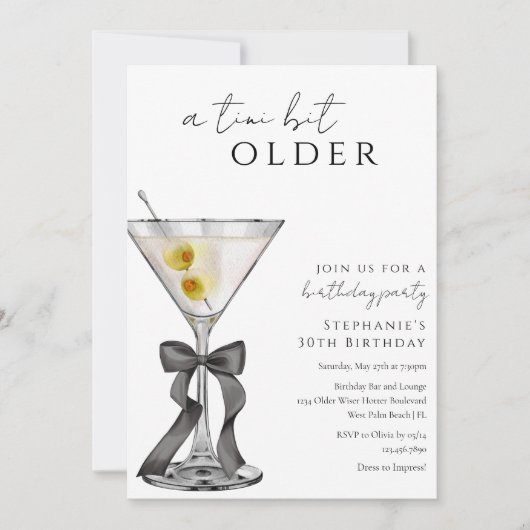 Een klein beetje ouder chique vuile martini verjaa kaart (Voorkant)