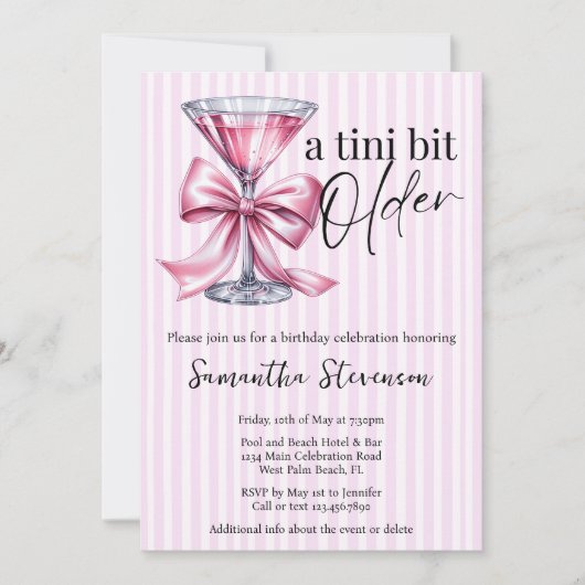 Een klein beetje ouder Coquette Roze Bow verjaarda Kaart (Voorkant)