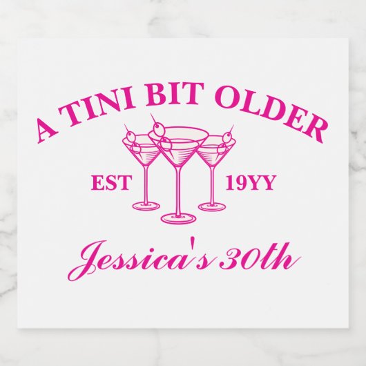 Een klein beetje ouder Martini Custom verjaardagsf Likeurfles Etiket (Enkel label)