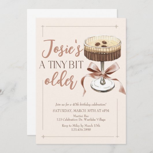 Een klein beetje ouder, Martini, Espresso Verjaard Kaart (Voorkant / Achterkant)