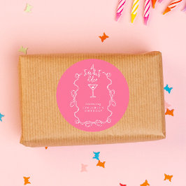 Een klein beetje ouder martini roze verjaardagsfee ronde sticker