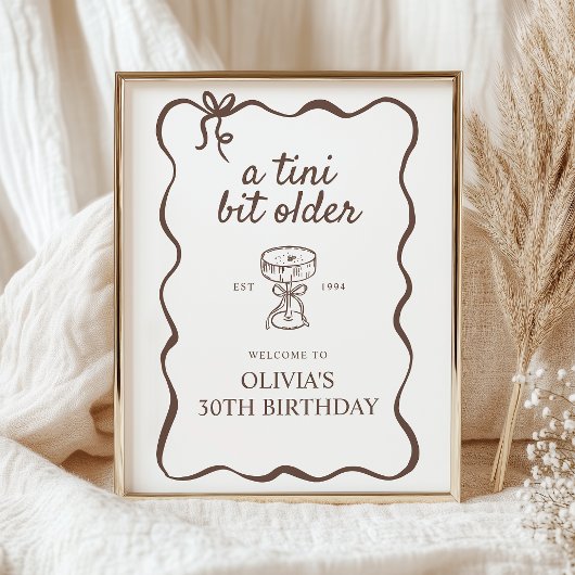 Een klein beetje ouder Martini Verjaardag Welkomst Poster