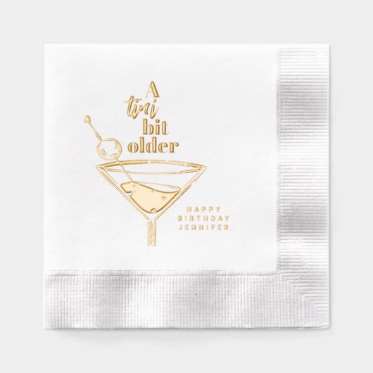 Een klein beetje ouder Martini verjaardag wit goud Folie Servetten (Voorkant)