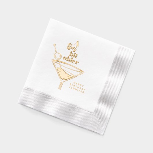 Een klein beetje ouder Martini verjaardag wit goud Folie Servetten (Links)