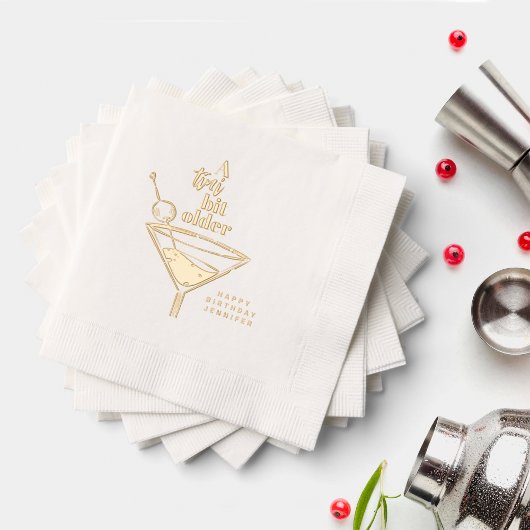 Een klein beetje ouder Martini verjaardag wit goud Folie Servetten