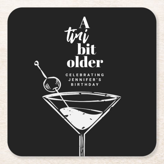 Een klein beetje ouder martini verjaardagsfeestje  kartonnen onderzetters (Voorkant)