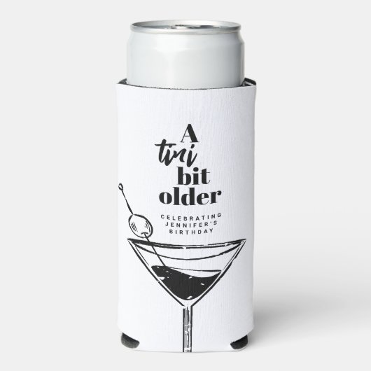 Een klein beetje ouder Martini verjaardagsfeestje Seltzer Blikjeskoeler (Seltzer Voorkant)