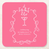 Een klein beetje ouder met de hand getekend roze v kartonnen onderzetters (Voorkant)