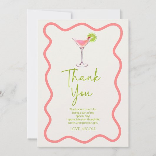 Een klein beetje ouder roze Cosmo Martini verjaard Bedankkaart (Voorkant)