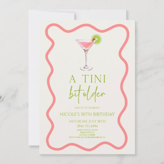 Een klein beetje ouder roze Cosmo Martini verjaard Kaart (Voorkant)