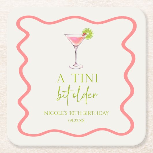 Een klein beetje ouder roze Cosmo Martini verjaard Kartonnen Onderzetters (Voorkant)