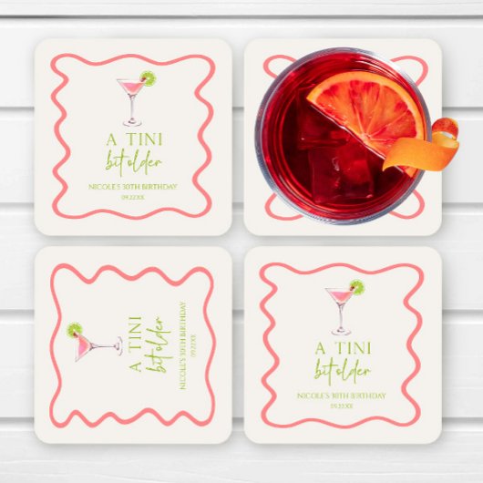 Een klein beetje ouder roze Cosmo Martini verjaard Kartonnen Onderzetters