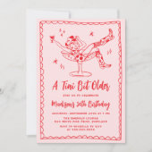 Een klein beetje ouder roze en rood verjaardagsfee kaart (Voorkant)