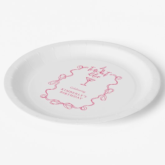 Een klein beetje ouder roze Wavy Border verjaardag Papieren Bordje (Gekanteld)