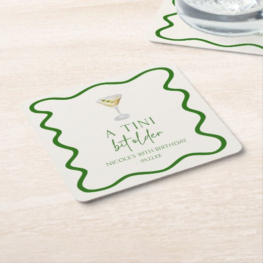 Een klein beetje ouder vuil martini verjaardagsfee kartonnen onderzetters (Schuin)