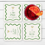 Een klein beetje ouder vuil martini verjaardagsfee kartonnen onderzetters<br><div class="desc">Dit zijn een klein beetje ouder groen Dirty Martini verjaardagsfeestje Onderzetters!</div>