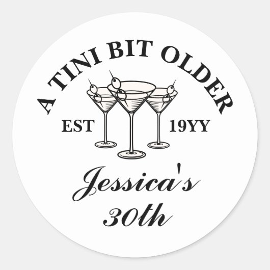 Een klein beetje ouder zwart aangepaste verjaardag ronde sticker (Voorkant)