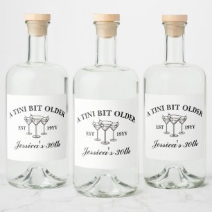 Een klein beetje ouder zwart martini verjaardagsfe likeurfles etiket