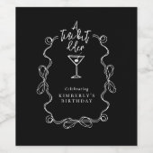 Een klein beetje ouder zwart-wit verjaardagsfeestj wijn etiket (Enkel label)