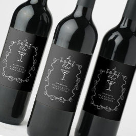 Een klein beetje ouder zwart-wit verjaardagsfeestj wijn etiket