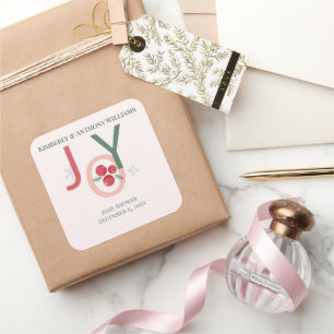 Een Klein beetje vreugde is op komst — Kerst Baby Vierkante Sticker