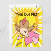 Een klein blij vogeltje gezegde dat je van me houd briefkaart (Voorkant / Achterkant)