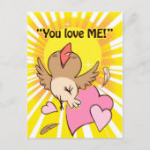 Een klein blij vogeltje gezegde dat je van me houd briefkaart (Voorkant)