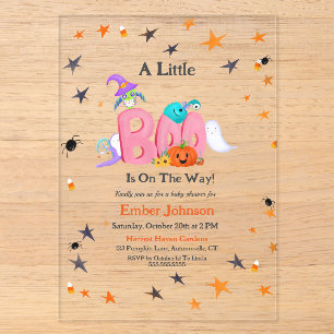 Een Klein Boe Geestje, Uil Halloween Baby Shower Acryl Uitnodigingen