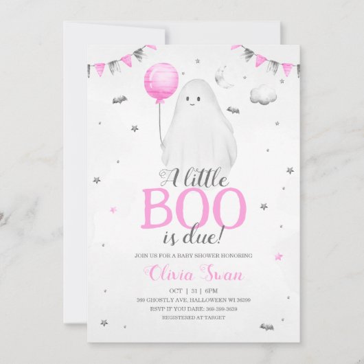 Een klein boe is bijna een Baby shower uitnodiging (Voorkant)